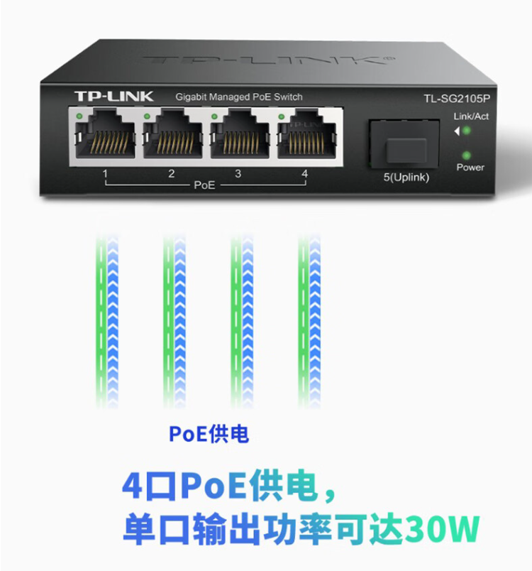普联 5口全千兆web网管poe交换机