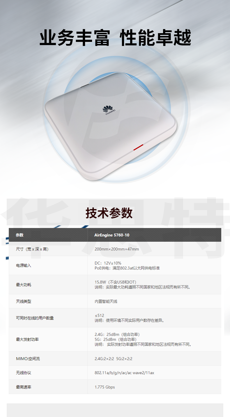 华为 airengine5760-10 企业级室内型wifi6无线ap